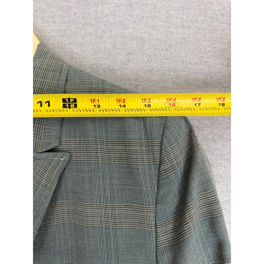 Vintage 60s Sears Pacemaker‎ Double Breasted Glen Plaid Blazer Grey Blue 36S